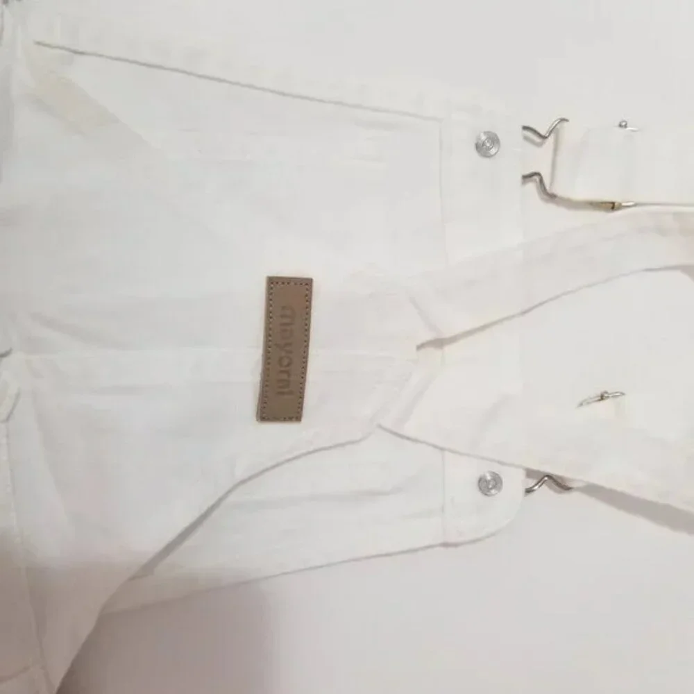 Nwt Mayoral white denim overall skirt sparkly bottom size 6 (F13)